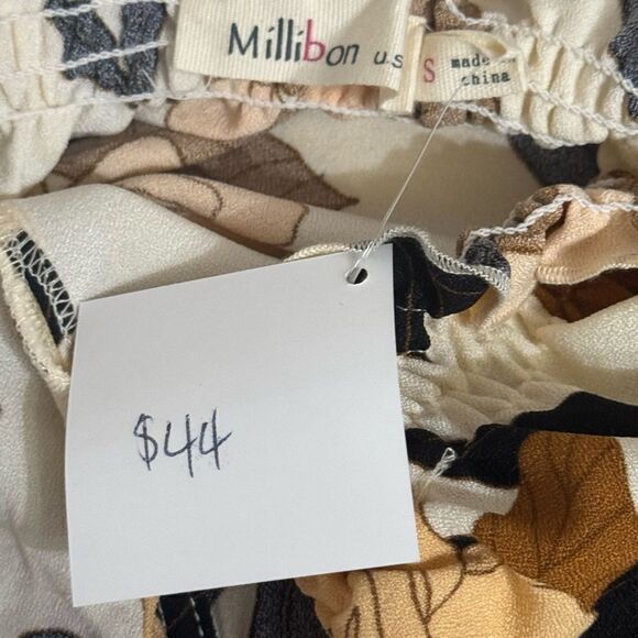 Floral Print Top - Beige and Brown - Picture 5 of 6